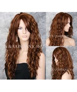 Brown Strawberry auburn mix Human hair blend Wig with Water Waves Full B... - $1,678.11 MXN