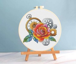 Rose cross stitch steampunk pattern pdf - Mechanic bouquet cross stitch Flowers - £5.09 GBP