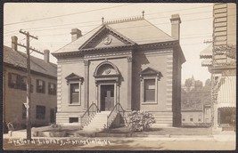 Springfield, Vermont RPPC 1913 - Spafford Library Exterior Real Photo Postcard - $14.75