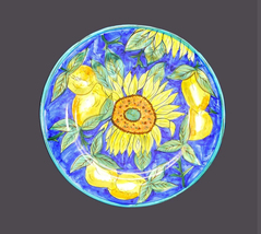 Ganz Bella Casa Valerie large dinner plate. Sunflowers lemons green trim. - £35.82 GBP