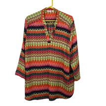 Cato Woman Blouse Womens 22/24W Used Colorful V-Neck Pullover - £12.69 GBP