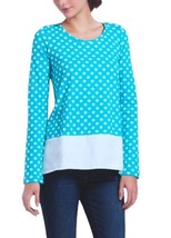 Anthropologie Dotted Top Small 2 4 Blue White Tunic Breezy Hem Cheerful ... - $27.03