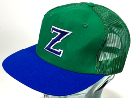 Vtg Denver Zephers Baseball Hat-Green Blue-Mesh-Snapback-Embroidered Logo - £26.08 GBP