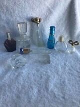 Lot 9  Vintage cut glass perfume cologne 7 Bottles 2 stopper only - £27.58 GBP
