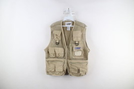 Vintage 90s Streetwear Mens S / M Tactical Fly Fishing Full Zip Mesh Vest Beige - £46.47 GBP