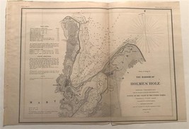 Harbor of Holmes Hole 1847 Martha&#39;s Vineyard US Coast Survey Map  - £151.68 GBP