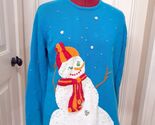 Susan Bristol sweater womans size L Large Snowman teal blue Christmas ho... - $30.00