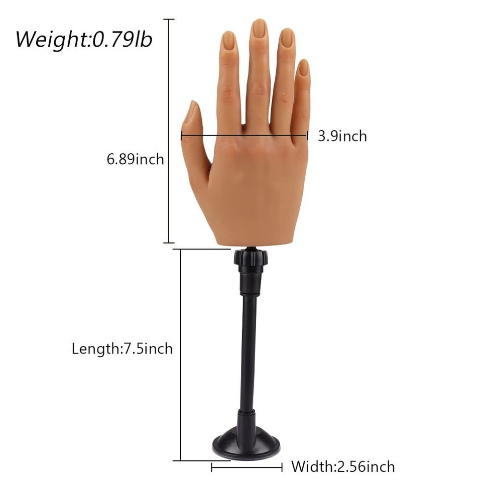 Realistic Silicone Practice Hand for Acrylic Nails with Stand - Bendable Fingers Item image 8