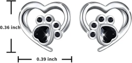 925 Silver Dog Paws in a Heart Post Earrings - New - £10.38 GBP