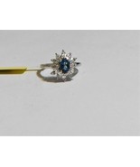 London Blue Topaz Oval &amp; White Topaz Halo Ring, 925 Silver, Size 7, 2.90... - $49.99