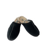 Ugg Australia Slippers Men 11M Scuff Shoes Black Suede Shearling Slip On... - $37.78 CAD