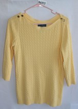 Karen Scott Yeellow 100% Cotton Sweater Button Shoulder Sz M #8693 - £8.34 GBP