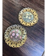 Vintage Set of 2 MCM English Floral 5.75&quot; Wall Plates With Brass Butterf... - $562.03 MXN