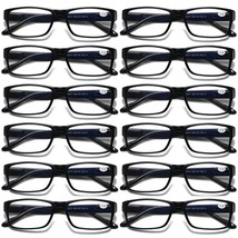 12 PK Mens Unisex Blue Light Blocking Reading Glasses Black Spring Hinge Readers - £17.85 GBP