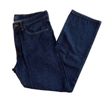 GAP Dark Wash Straight Leg 100% Cotton Denim Blue Jeans Pockets Mens 36x32 - £18.87 GBP