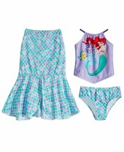 NEW Girls Toddler Disney Princess 3 Pc.Set The Little Mermaid Ariel Swim Suit 2T - £14.38 GBP