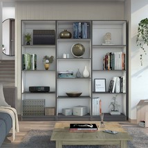 Lainor 3-Piece Bookcase Set 74&quot; Wide Living Room Storage - Gray/White - $8,485.68 MXN