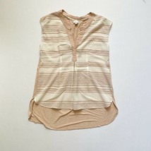 Anthropologie 9-H15 STCL Womens Blouse Sz M Beige Sleeveless Striped Top Shirt - £10.18 GBP