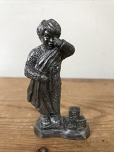 Vtg Michael Ricker Pewter Metal Christmas Sleepy Boy Figurine Handcrafted USA 3&quot; - £15.17 GBP