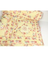 Handmade Yellow and Pink Baby Girl Quilt Embroidered Quilted 38 x 38 - £31.64 GBP