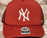 &#39;47 Brand New York Yankees Trucker Snapback Baseball Hat Cap Wine - OSFM - $19.79