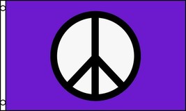 LG 3 X 5 PURPLE PEACE SIGN polyester FLAG wall decoration banner outside #602 - £5.19 GBP
