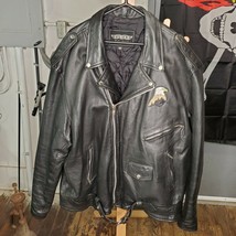 Unik Leather Apparel Jacket Size 60 Real Leather Genuine Leather W Eagle Patch - £35.05 GBP