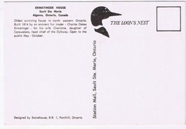 Postcard Ermatinger House Sault Ste Marie Algoma Ontario - £3.93 GBP