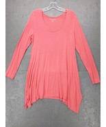 Soft Surroundings Timely Scoop Tunic Top Sz M Coral Long Sleeve Viscose ... - $11.88