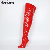 Made-To-Order Personalized Wide Women&#39;S Boot High Heels Pointy Toes Med Thigh - £258.69 GBP