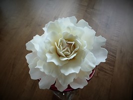 Full size white gum paste peony. Wedding, birthday fondant flower cake t... - $35.00+