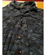 George Hawaiian Shirt Palm Tree Floral Print, Size Men&#39;s M/38-40, Dark Blue - $18.99