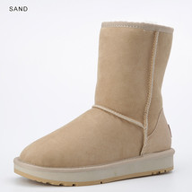 Women High Winter Snow Boots Real Sheepskin Suede Leather Natural Sheep Lined Ca - £113.60 GBP