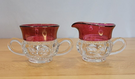 Tiffin Franciscan Kings Crown Thumbprint Ruby Open Sugar Double Handle, ... - $24.99