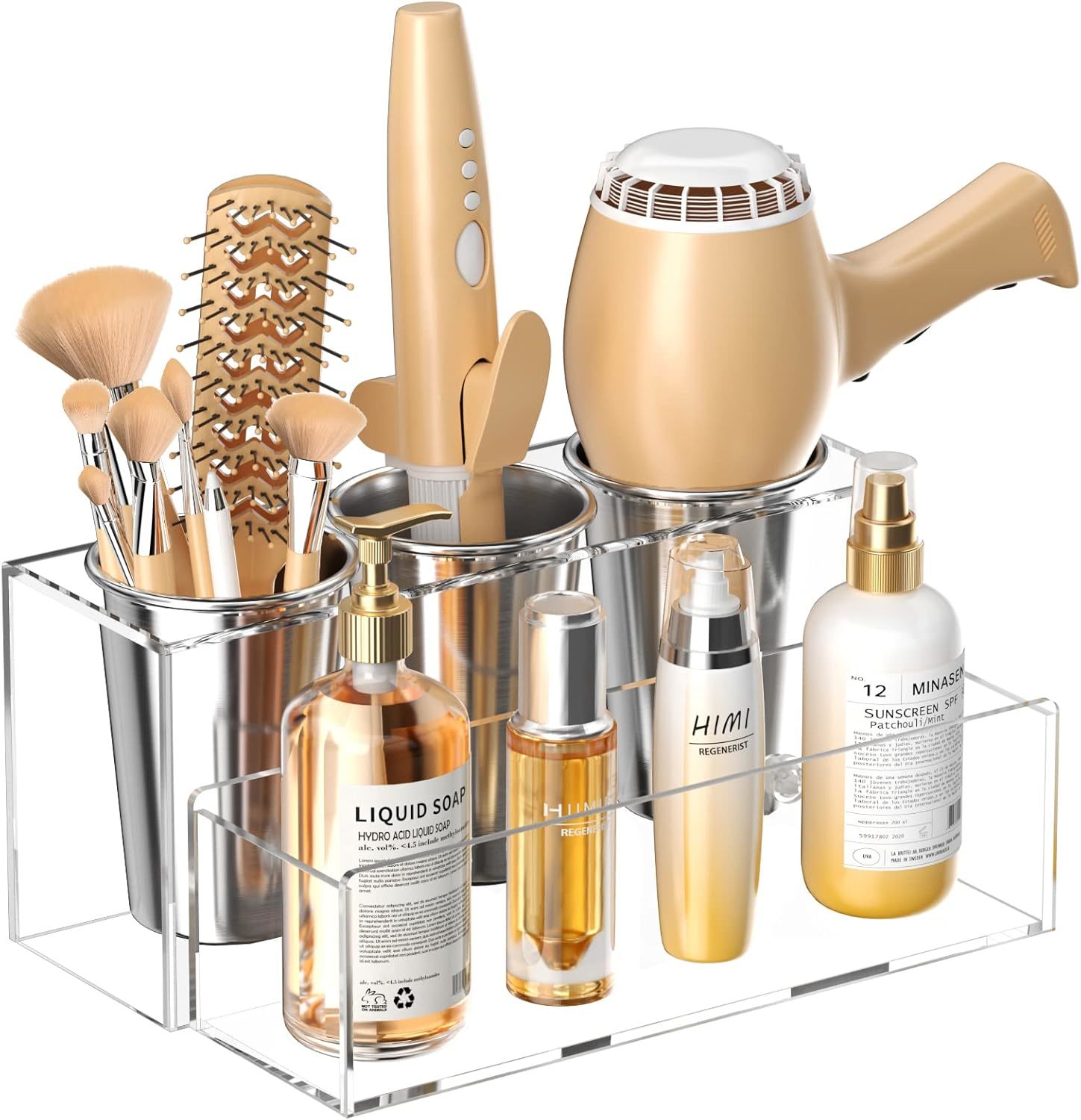 Hiimiei Hair Tool Organizer, Acrylic Hair Dryer Holder, Bathroom, Clear - $36.99