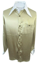 TRUST vintage Men shirt CLUB/DISCO collar long sleeve p2p 23&quot; M retro gold fancy - £35.03 GBP