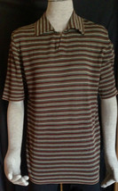 Barney&#39;s New York Striped Maroon Multicolor VNeck Collar Knit Short Slv  Top szS - £10.08 GBP