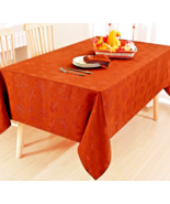 Autumn Leaves Thanksgiving Tablecloth Rust Jacquard Damask 60x84” Fall D... - $31.00 CAD