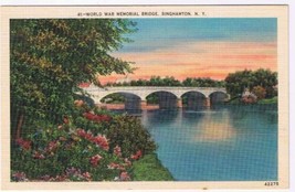 New York Postcard Binghampton World War Memorial Bridge Pierson Bros - £2.35 GBP