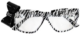 Funky Novelty Party Favor ZEBRA NERD GLASSES Stripes with Black Bow-CLEA... - $4.72