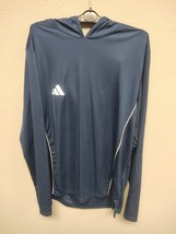 Adidas Utility Mens Hooded Long Sleeve Shirt Navy Blue Size Medium JF1545 - $14.25