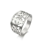 Celtic Cross Ring Womens Silver Stainless Steel Nimbus Crucifix Thumb Band - £11.84 GBP