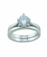 1.0 Carat Round Cut Solitaire Wedding BAND RING Set Sterling Silver Size... - €48,30 EUR