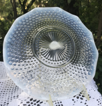 Vtg Anchor Hocking Moonstone Opalescent Hobnail Ruffled Serving Tray Platter - £21.84 GBP