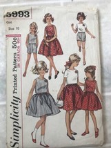 Vtg Simplicity Pattern 5993 Girls Dress Shirt Shorts 1965 Sz 10 Child Zipper - £9.07 GBP