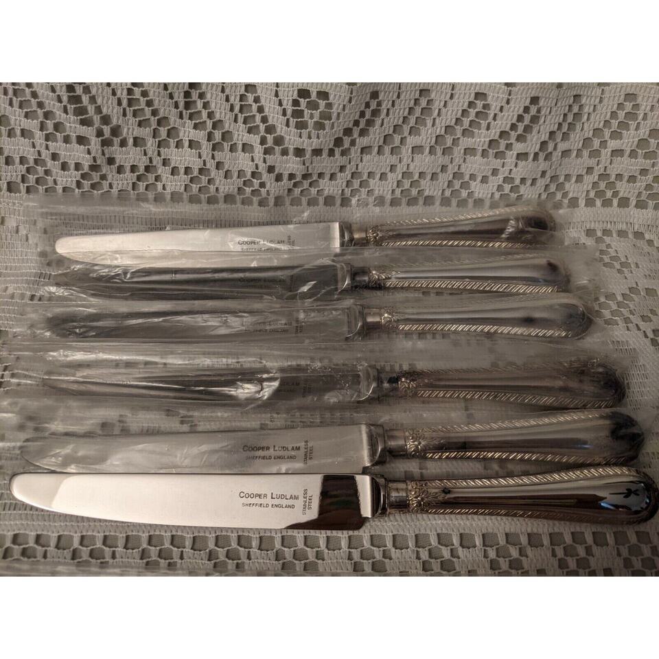 6 Bead Silverplate Sheffield England Butter Knives EPNS Cooper Ludlam!! - $19.98