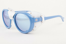 Moncler ML0046 84C Blue White Leather / Blue Mirror Sunglasses ML 46 84C 52mm - £124.55 GBP