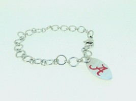 NEW Stainless Steel Alabama Crimson Tide Logo 8.5 inch Dangle Bracelet - £34.97 GBP