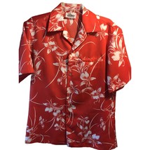 Malihini Vintage Mens M Red Floral Short Sleeve Button Down Rayon Hawaiian Shirt - $49.50