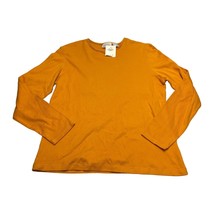 Basic Editions Shirt Women&#39;s Large Mustard 100% Cotton Crew Neck Long Sl... - $15.47